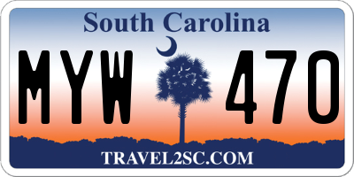 SC license plate MYW470