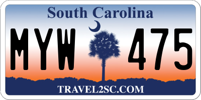 SC license plate MYW475