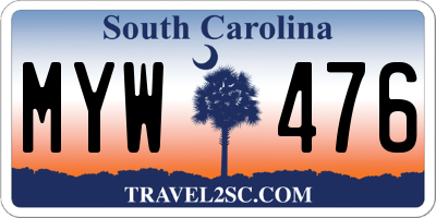 SC license plate MYW476