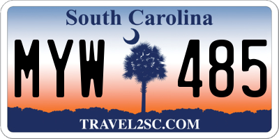 SC license plate MYW485