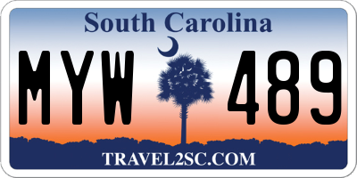 SC license plate MYW489