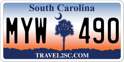 SC license plate MYW490