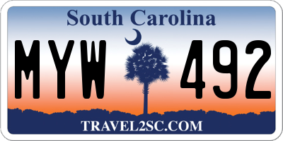 SC license plate MYW492