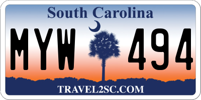 SC license plate MYW494