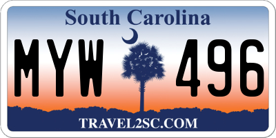 SC license plate MYW496