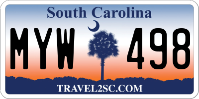 SC license plate MYW498