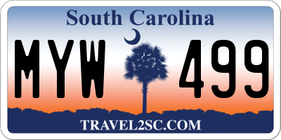 SC license plate MYW499