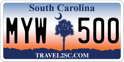 SC license plate MYW500