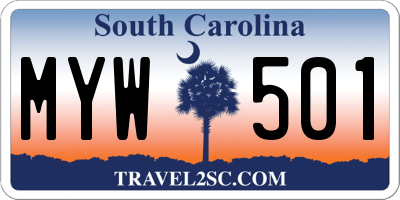 SC license plate MYW501