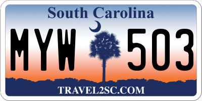 SC license plate MYW503