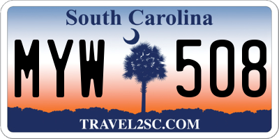 SC license plate MYW508