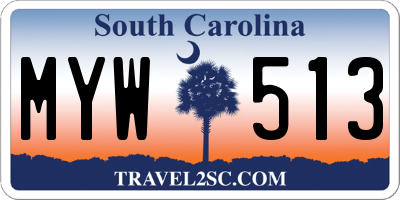 SC license plate MYW513