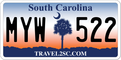 SC license plate MYW522