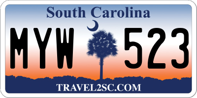 SC license plate MYW523