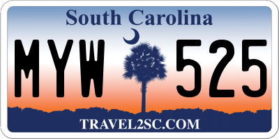 SC license plate MYW525
