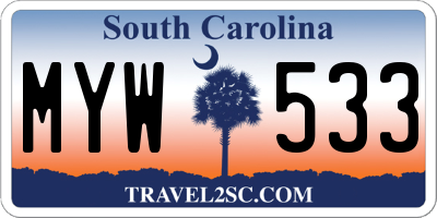 SC license plate MYW533
