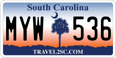 SC license plate MYW536