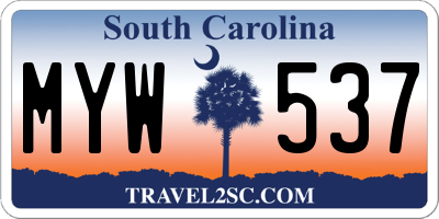 SC license plate MYW537
