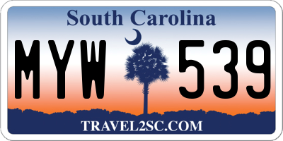 SC license plate MYW539