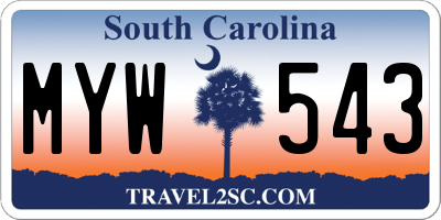 SC license plate MYW543