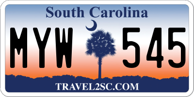 SC license plate MYW545