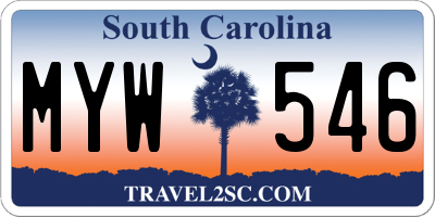 SC license plate MYW546