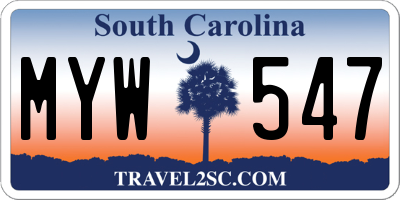 SC license plate MYW547
