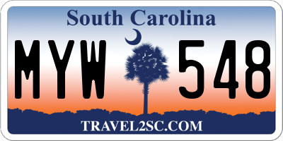 SC license plate MYW548
