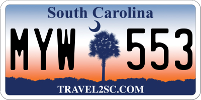 SC license plate MYW553
