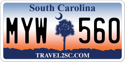 SC license plate MYW560