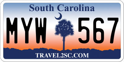 SC license plate MYW567
