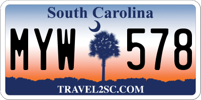 SC license plate MYW578