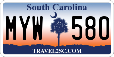 SC license plate MYW580