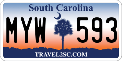 SC license plate MYW593