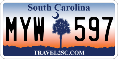 SC license plate MYW597