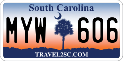 SC license plate MYW606