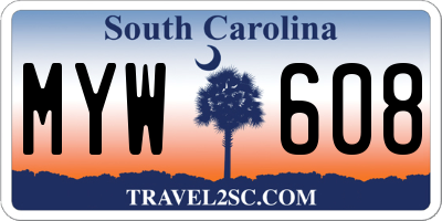 SC license plate MYW608