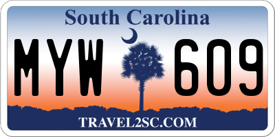 SC license plate MYW609