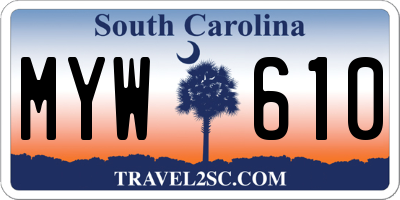 SC license plate MYW610