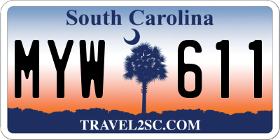 SC license plate MYW611