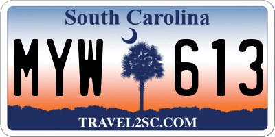 SC license plate MYW613
