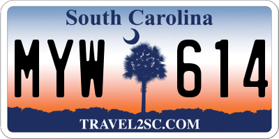 SC license plate MYW614