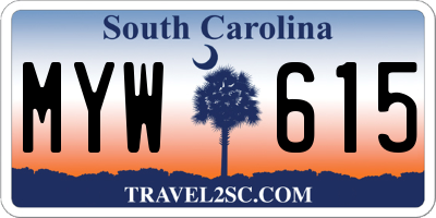 SC license plate MYW615