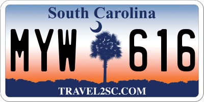 SC license plate MYW616