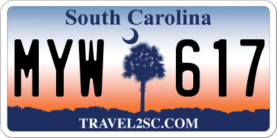 SC license plate MYW617