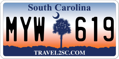 SC license plate MYW619