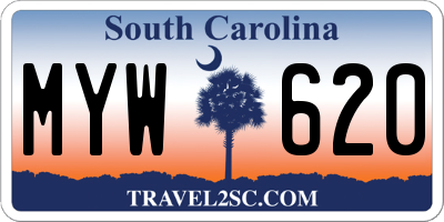 SC license plate MYW620