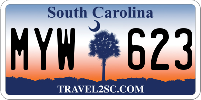 SC license plate MYW623