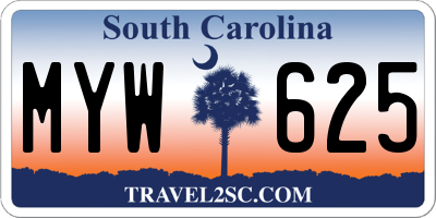 SC license plate MYW625
