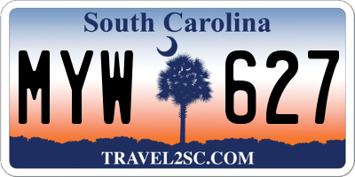 SC license plate MYW627